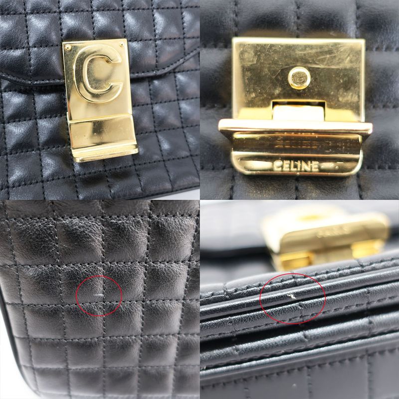 Celine Chain Shoulder Bag Quilted Black Gold Hardware Leather — view 9