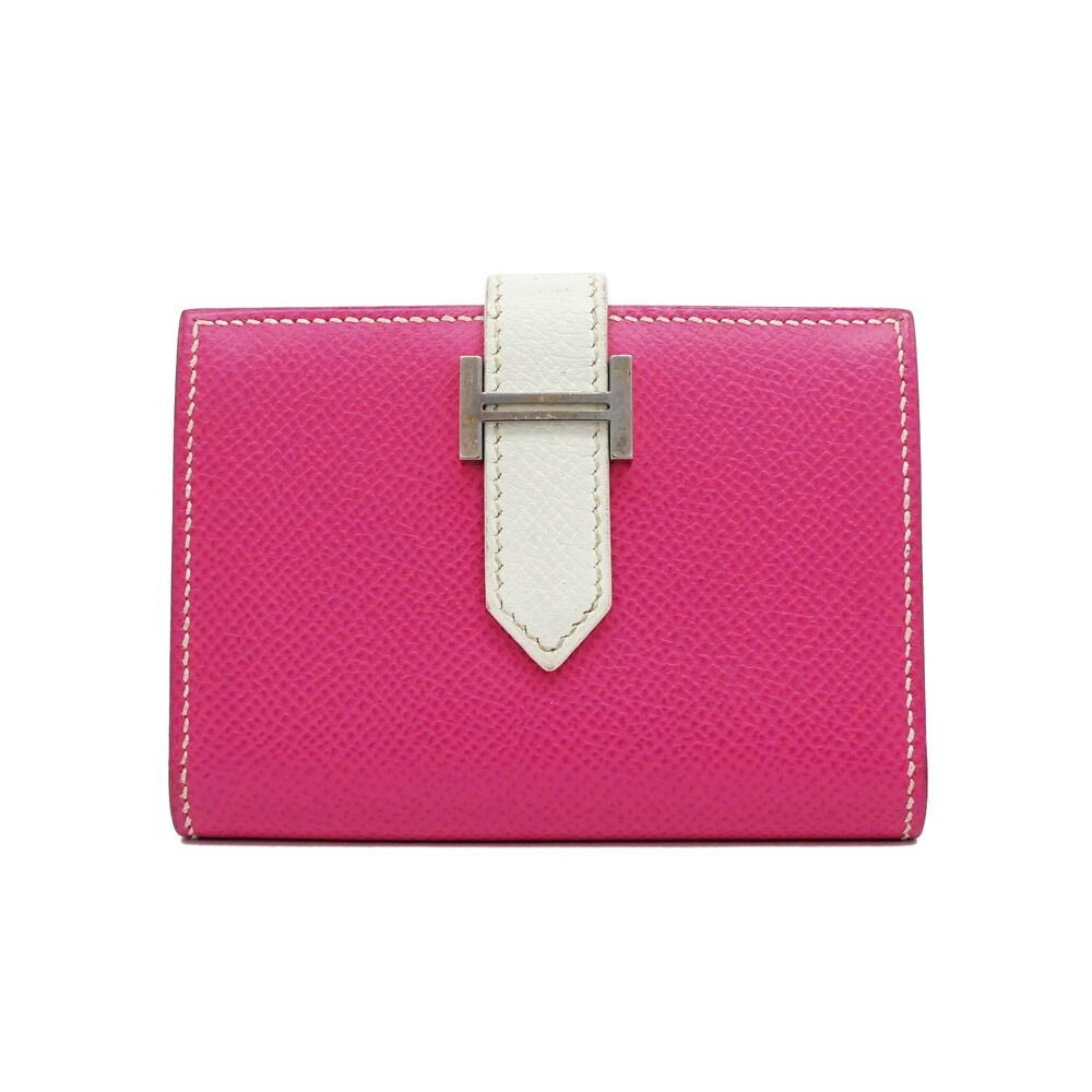 Hermes Bearn Card Case Epsom Silver Purple White
