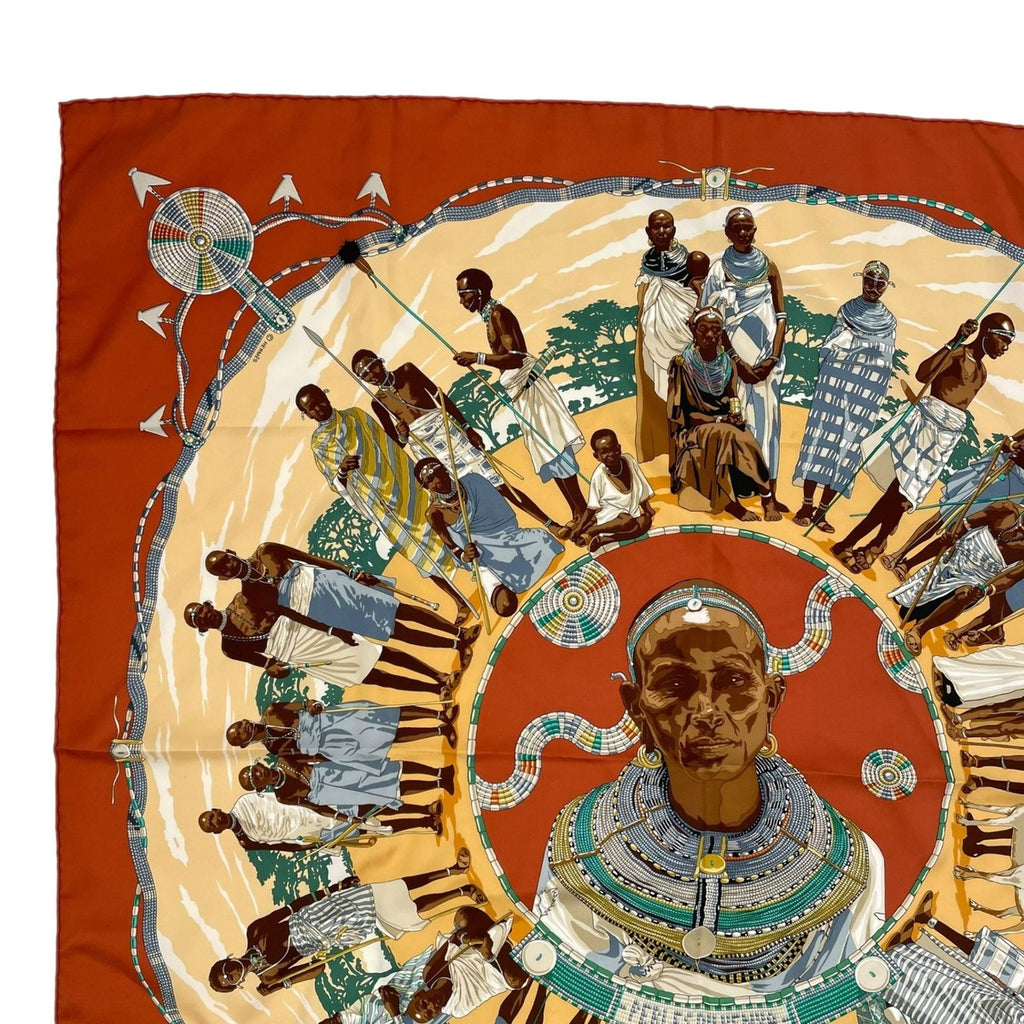Hermes Carre 90 Silk Scarf Perles du Kenya Kenyan Pearl Brown — view 2
