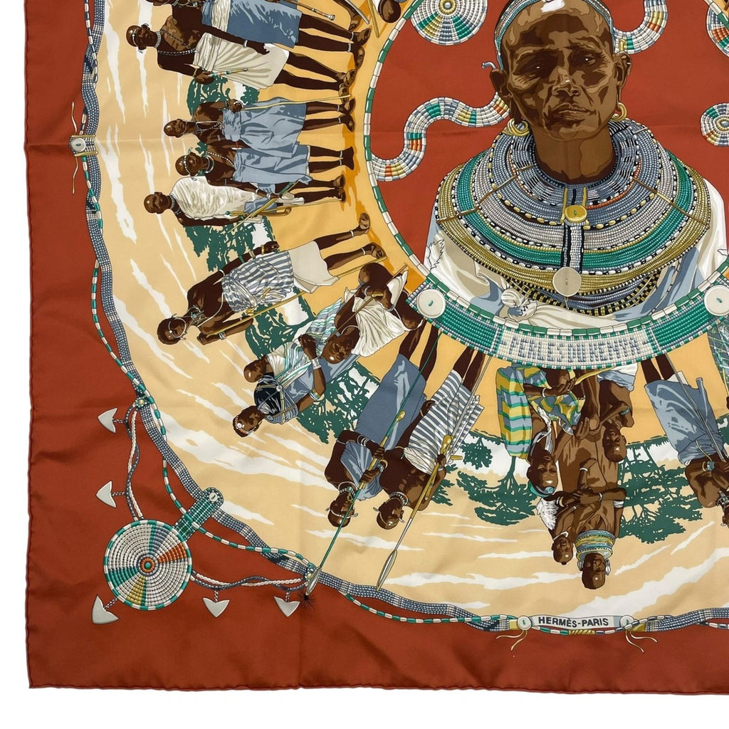 Hermes Carre 90 Silk Scarf Perles du Kenya Kenyan Pearl Brown — view 4