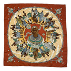 Hermes Carre 90 Silk Scarf Perles du Kenya Kenyan Pearl Brown
