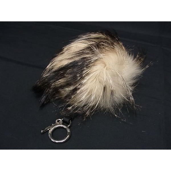 Fendi Bag Bugs Fur Leather Charm Key Holder Light Beige — view 3