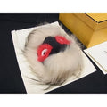 Fendi Bag Bugs Fur Leather Charm Key Holder Light Beige
