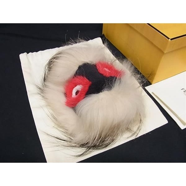 Fendi Bag Bugs Fur Leather Charm Key Holder Light Beige