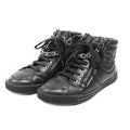Chanel Leather Chain High Cut Sneakers Black 33