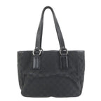 Gucci GG Canvas Leather Tote Shoulder Hand Black