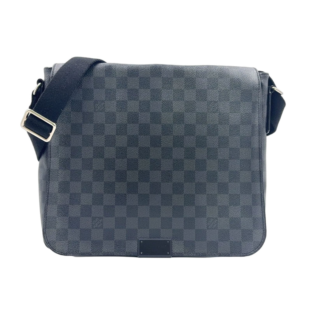 Louis Vuitton District Damier Graphite Leather Black Shoulder Bag Silver