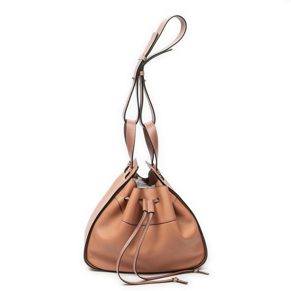 Loewe Small Drawstring Hammock Salon Pink Grain Calfskin Leather Messenger Bag — view 3