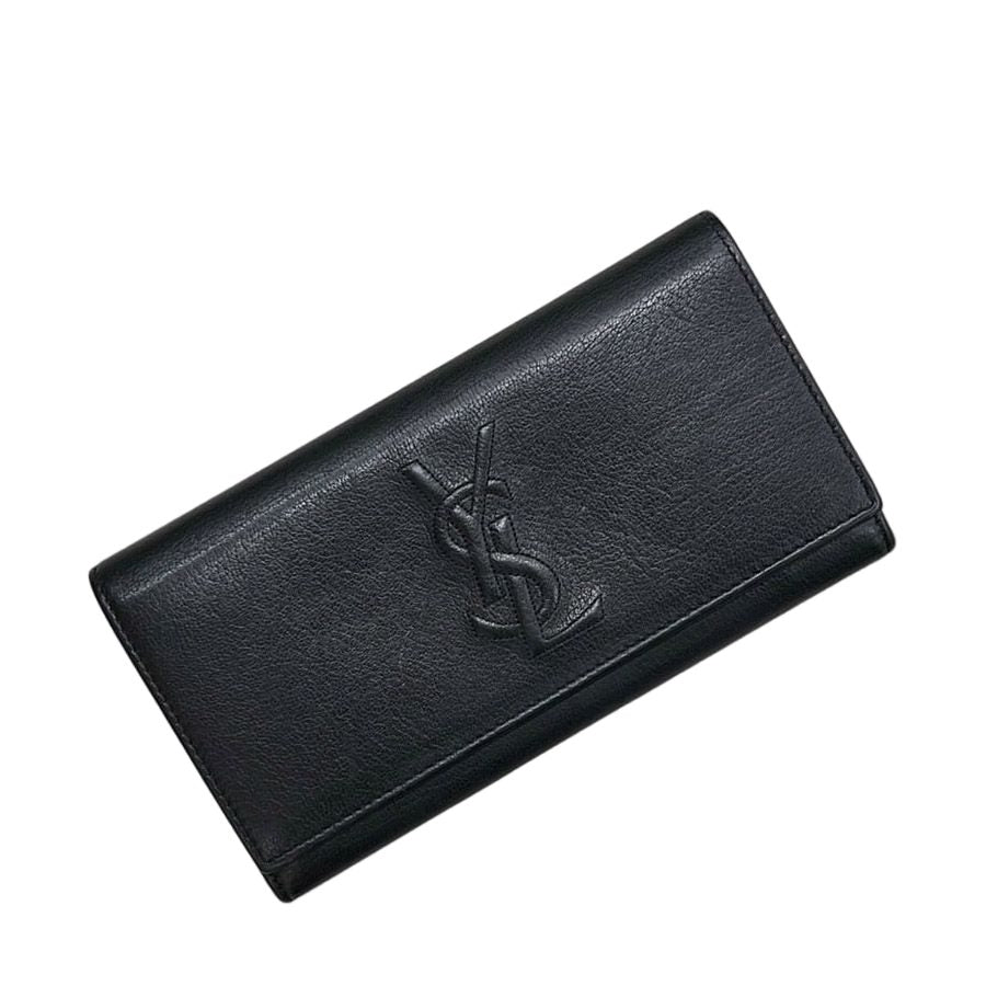 Saint Laurent Bifold Wallet Black Rive Gauche Leather YSL Stitch Flap