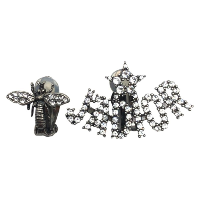 Dior J'A Bee Rhinestone Silver Metal Earrings — view 2