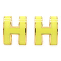 Hermes Pop Ash Earrings Hearrings GP Gold Plated Lacquer Yellow