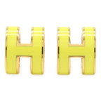 Hermes Pop Ash Earrings Hearrings GP Gold Plated Lacquer Yellow