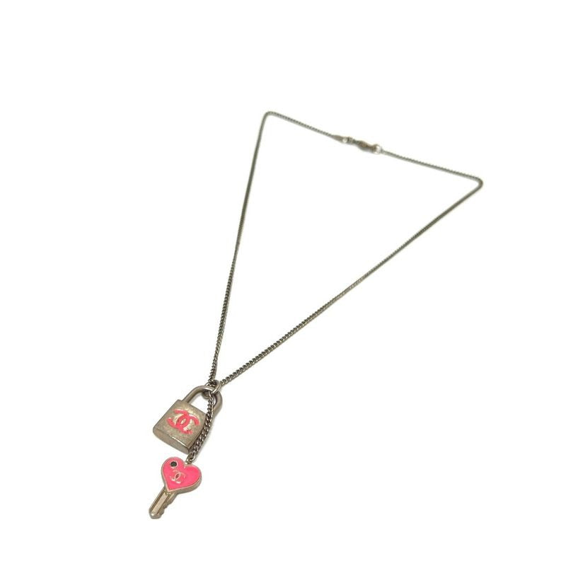 Chanel Necklace Coco Mark Padlock Cadenna Heart Key Metal Silver — view 2