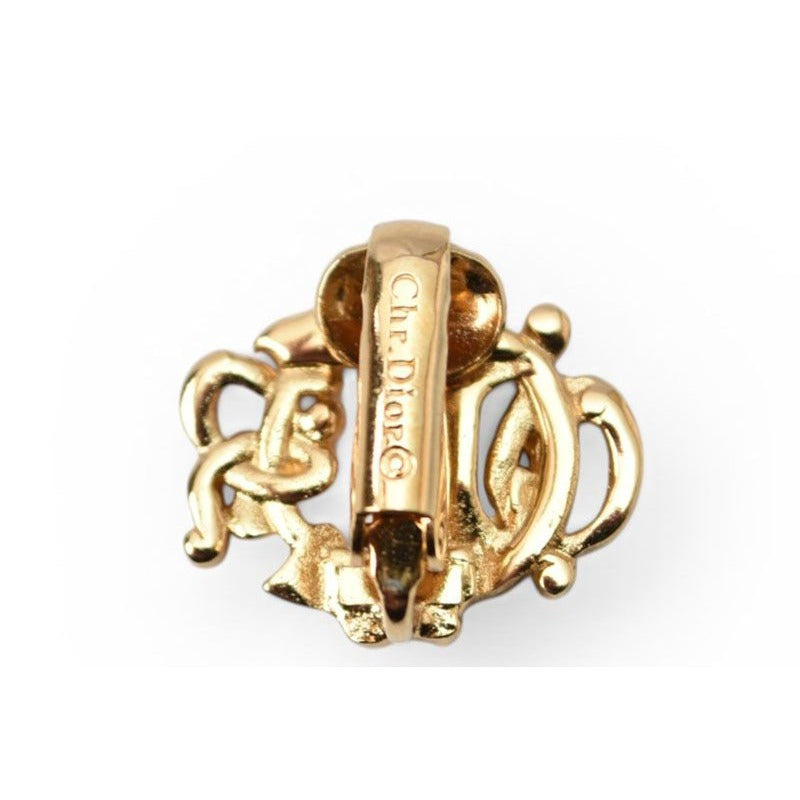 Dior Earrings Vintage Logo Emblem Gold — view 3