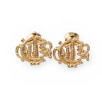 Dior Earrings Vintage Logo Emblem Gold