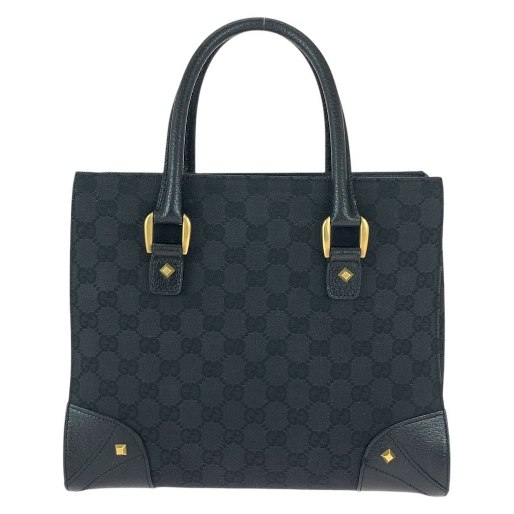 Gucci Black GG Canvas Leather Tote Handbag