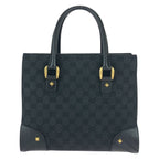Gucci Black GG Canvas Leather Tote Handbag