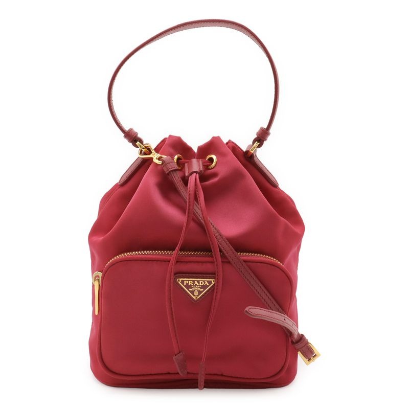Prada Handbag Bucket Bag Drawstring 2-Way Shoulder Nylon Leather Pink — view 2