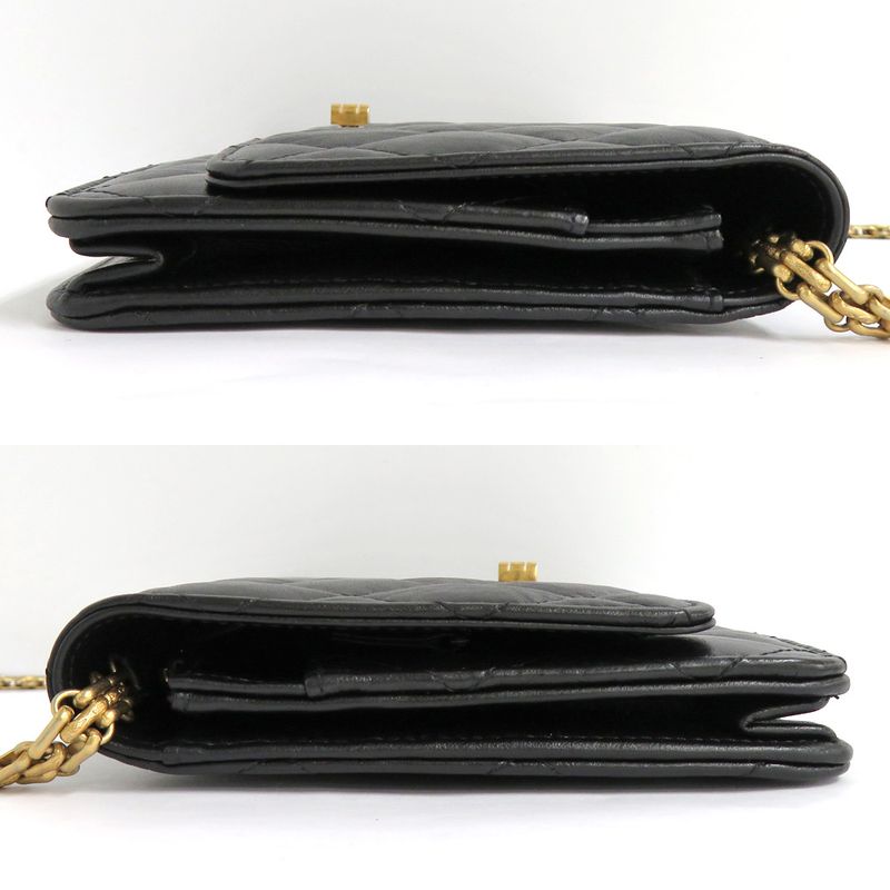 Chanel Quilted 2.55 Chain Wallet Aged Calfskin Antique Gold Hardware — view 4
