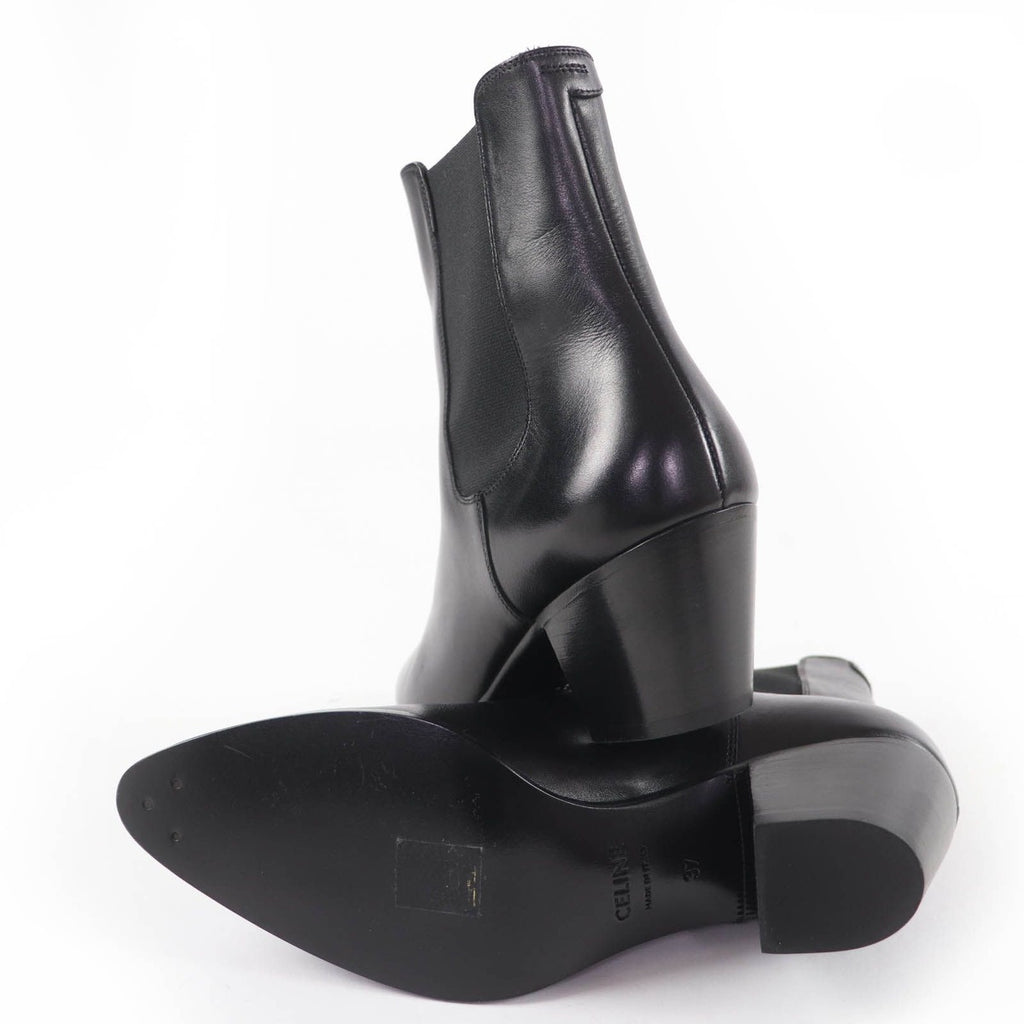Celine Jakuno Side Gore Leather Chelsea Boots Short Black 37 — view 7