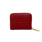 Celine Compact Zip Wallet C Motif Quilted Leather Bifold Coin Case Red — view 2