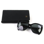 Chanel CC Logo Heart Square Shape Eyewear Sunglasses Black White — view 2