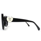 Chanel CC Logo Heart Square Shape Eyewear Sunglasses Black White — view 4