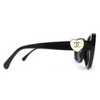 Chanel CC Logo Heart Square Shape Eyewear Sunglasses Black White — view 5