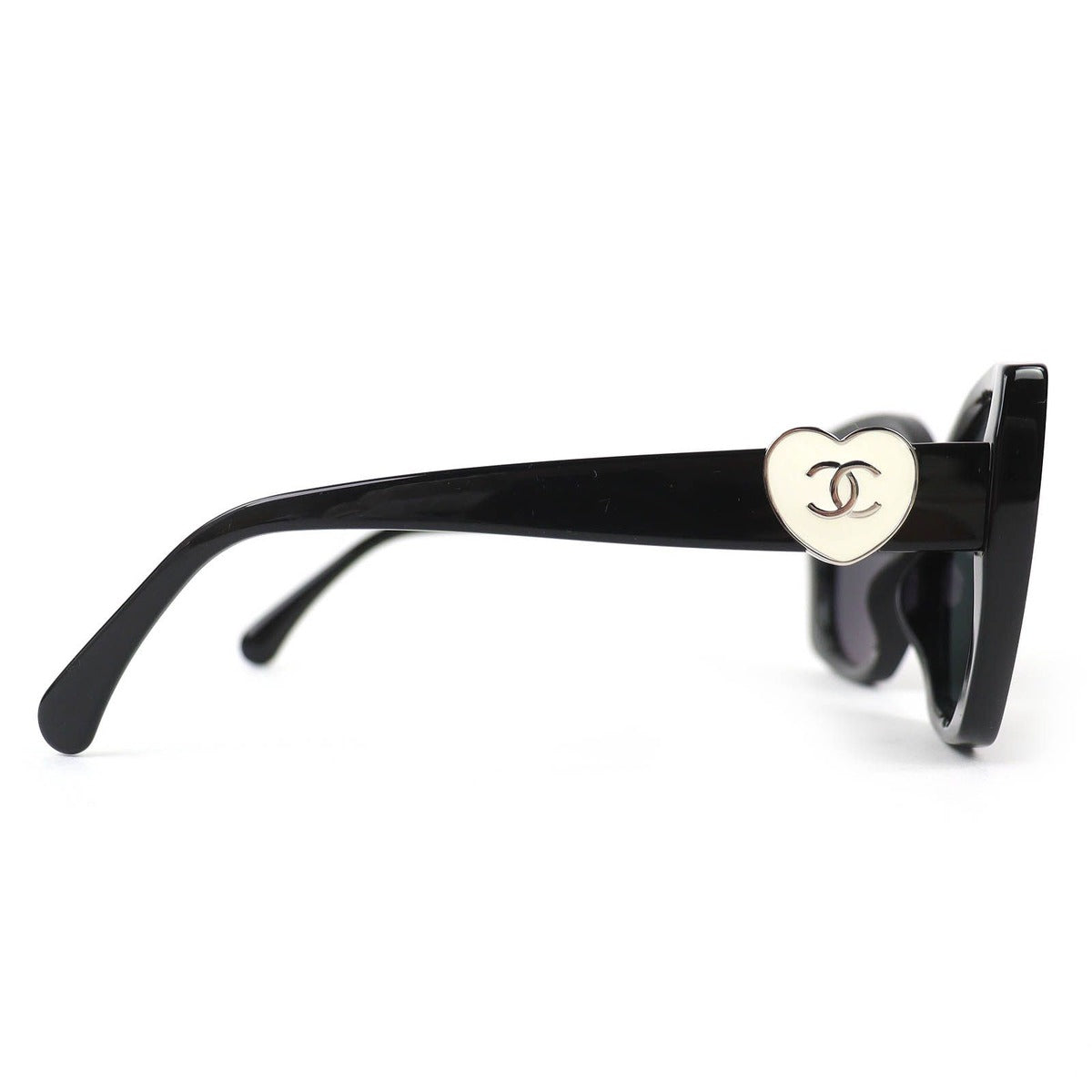 Chanel CC Logo Heart Square Shape Eyewear Sunglasses Black White — view 5