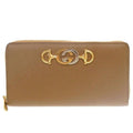 Gucci Zumi Leather Brown Round Zipper-long Wallet 0061