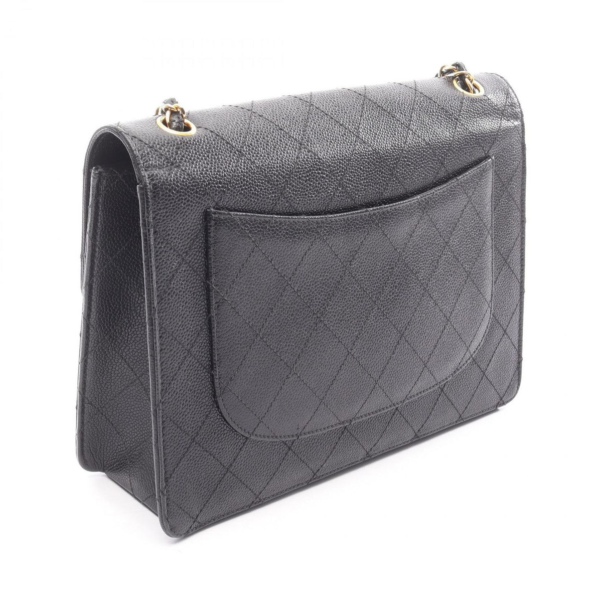 Chanel Shoulder Bag Quilted Black Caviar Leather Chain — view 2