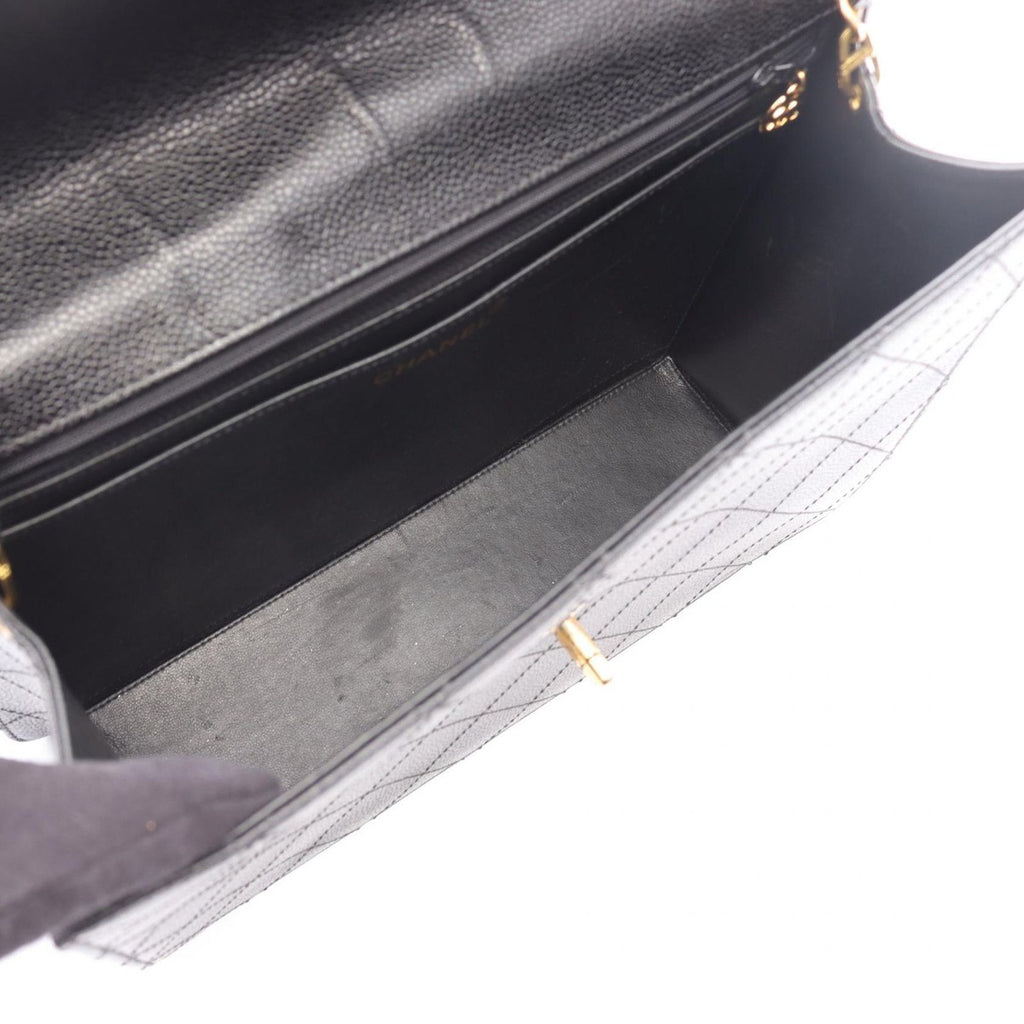 Chanel Shoulder Bag Quilted Black Caviar Leather Chain — view 3