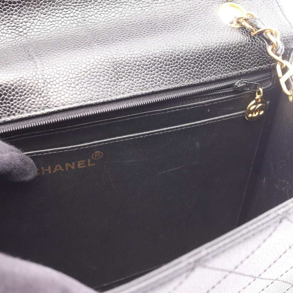 Chanel Shoulder Bag Quilted Black Caviar Leather Chain — view 8