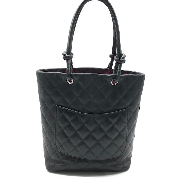 Chanel CC Logo Cambon Leather Patent Mini Hand Tote Black — view 2