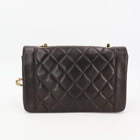 Chanel Diana Flap Quilted 25 Chain Shoulder Bag Lambskin Black Gold Hardware — view 5