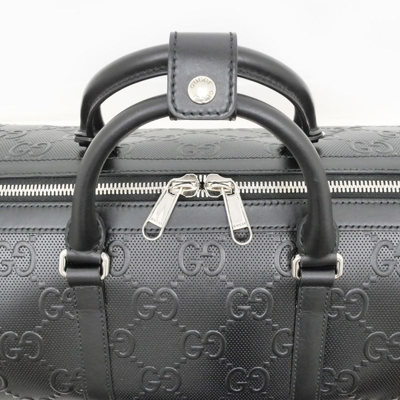 Gucci GG Embossed Boston Bag Black Leather 2-Way — view 7