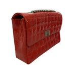 Chanel Shoulder Bag 2.55 Choco Bar Patent Leather Red Silver — view 2