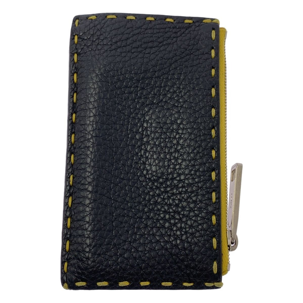 Fendi Leather Card Case Coin Yellow Black