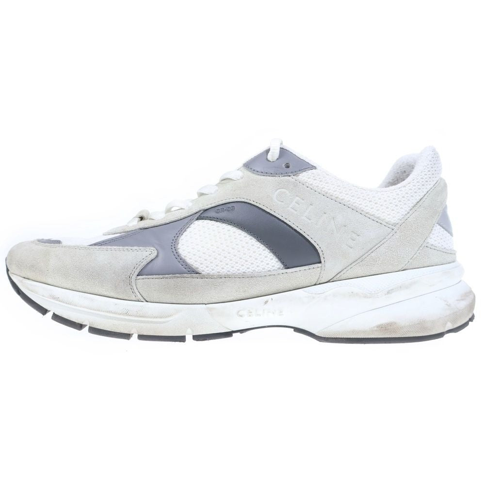 Celine Lace Up Low Cut Sneakers White Gray