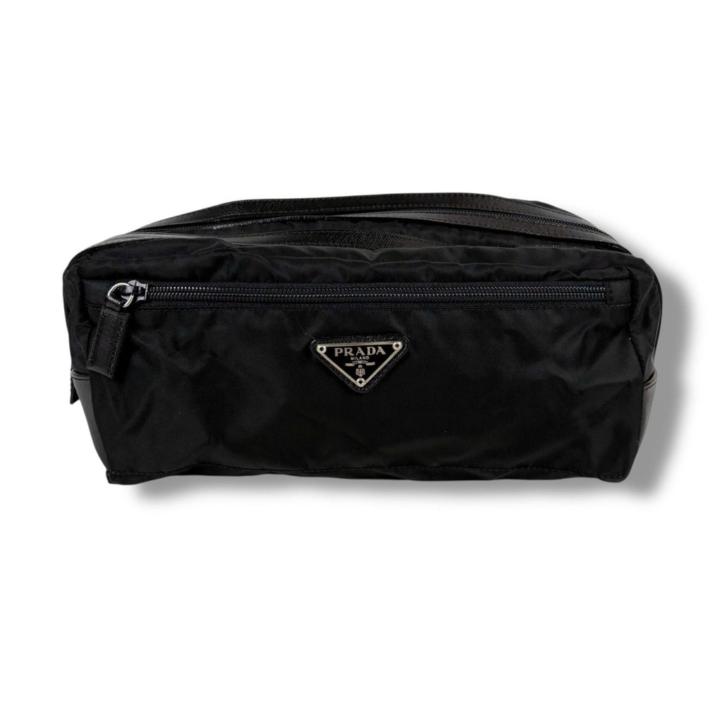 Prada Triangle Logo Clutch Multi Pouch Black Tessuto — view 2