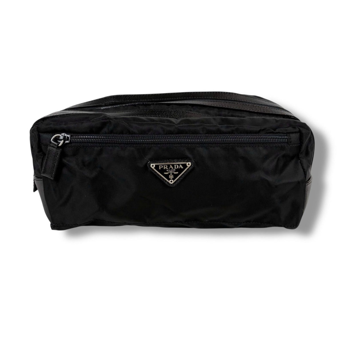 Prada Triangle Logo Clutch Multi Pouch Black Tessuto — view 2