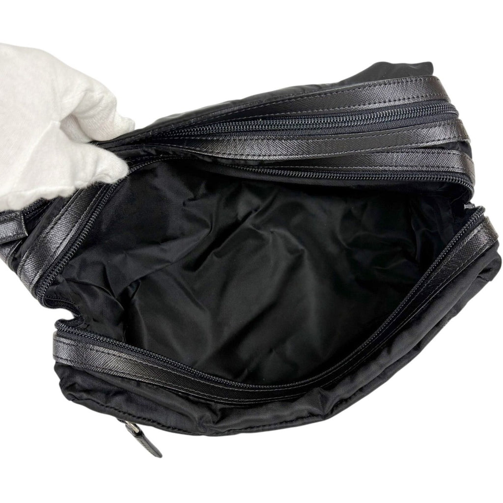 Prada Triangle Logo Clutch Multi Pouch Black Tessuto — view 7