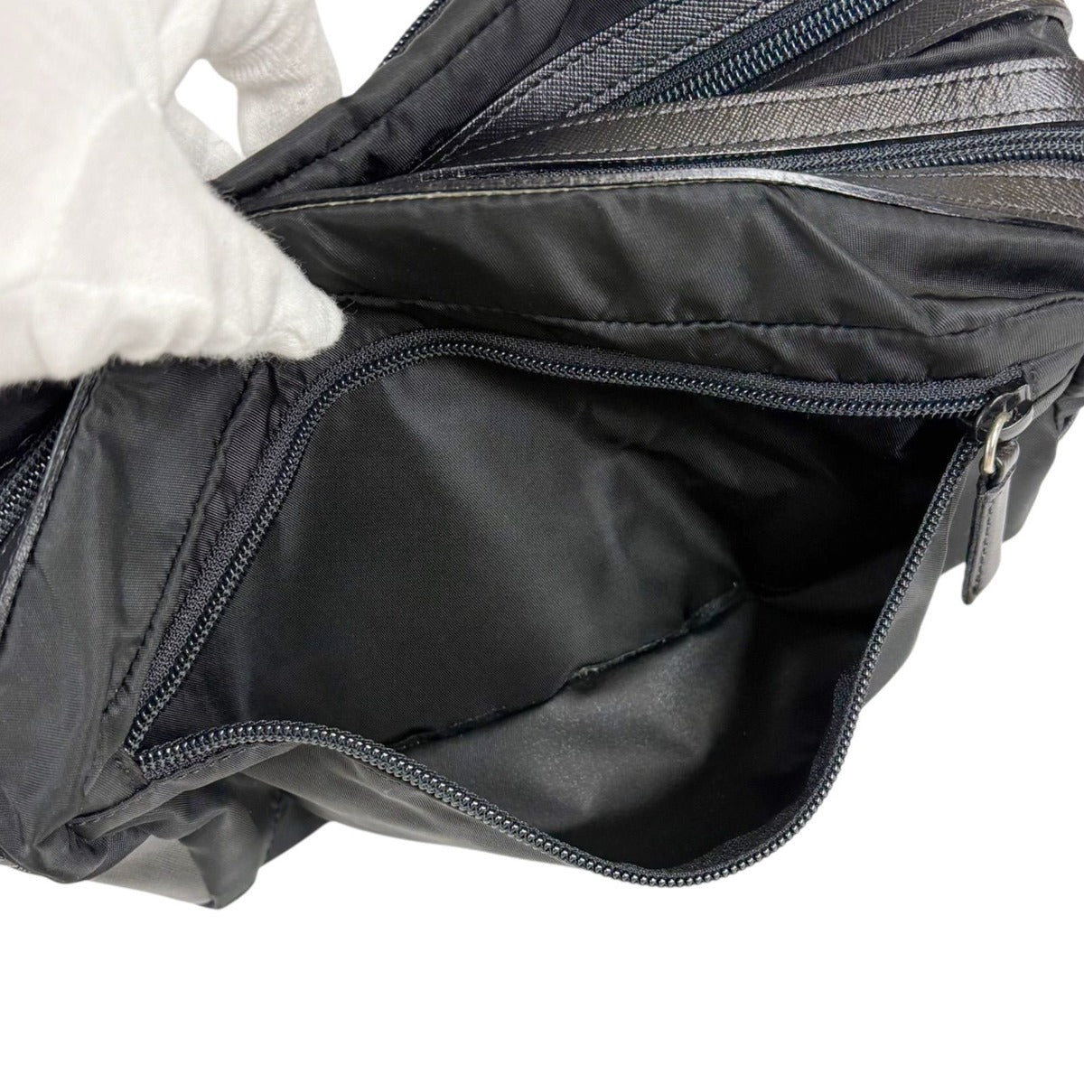 Prada Triangle Logo Clutch Multi Pouch Black Tessuto — view 9