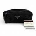 Prada Triangle Logo Clutch Multi Pouch Black Tessuto