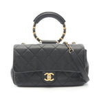 Chanel Shoulder Bag Quilted Black Lambskin Loop