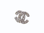 Chanel CC Logo Earrings 03 Rhinestone Metal Silver Clear — view 2