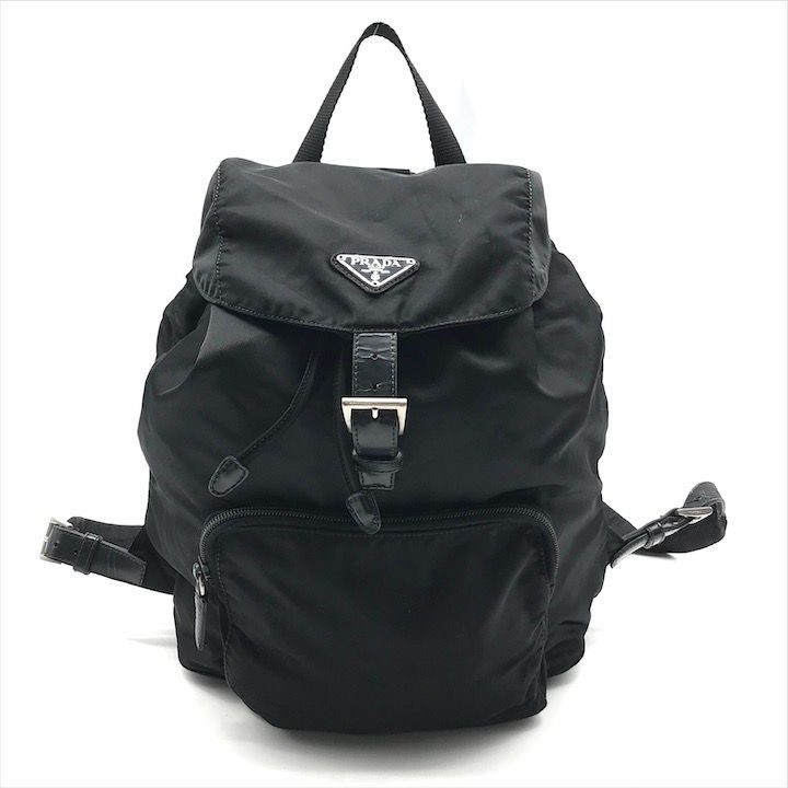 Prada Nylon Tessuto Triangle Logo Backpack Casual Black