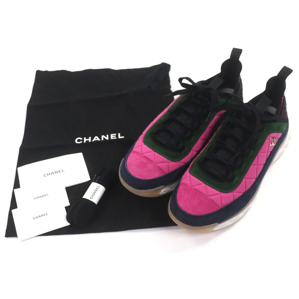 Chanel CC Logo Design Suede Leather Quilted Lace Up — view 2