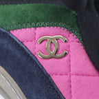 Chanel CC Logo Design Suede Leather Quilted Lace Up — view 7