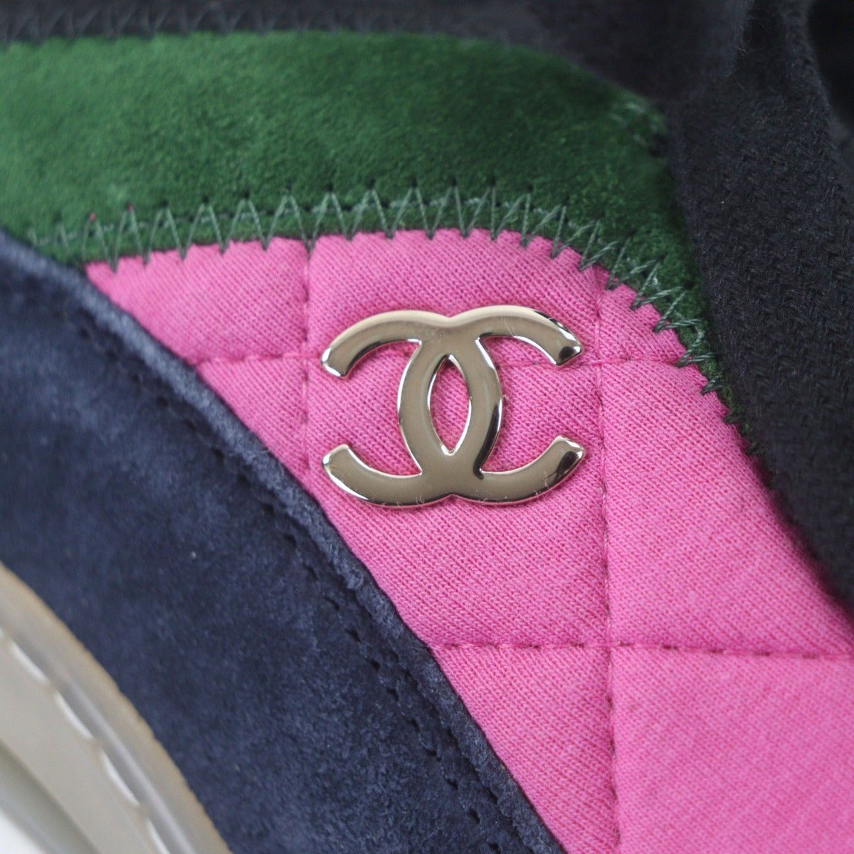 Chanel CC Logo Design Suede Leather Quilted Lace Up — view 7